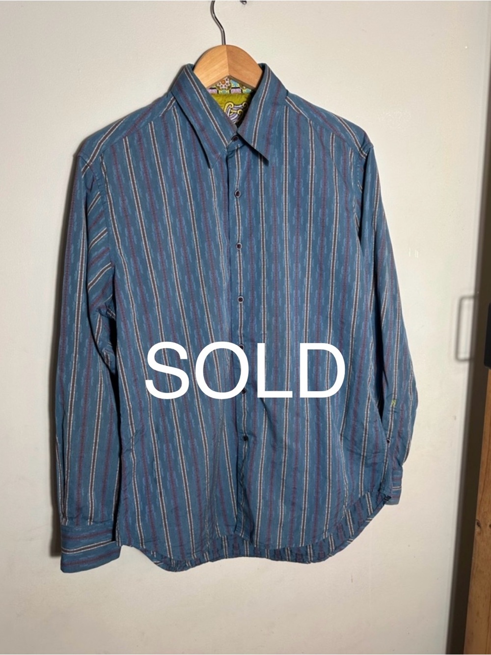 SOLD Robert Graham Blue Multi-Stripe Casual Button-Down Shirt